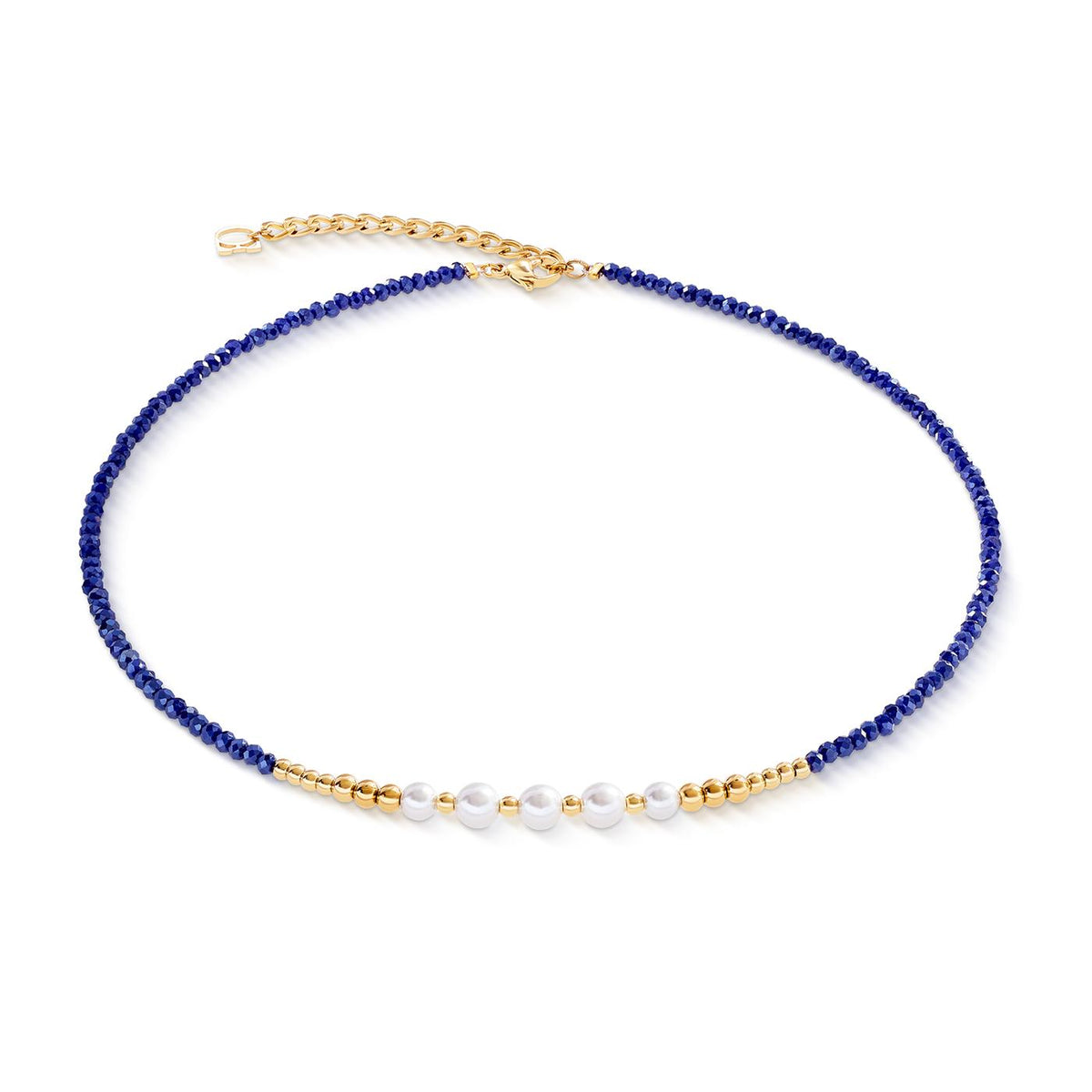 Coeur De Lion Pearl Line Gold-blue Necklace