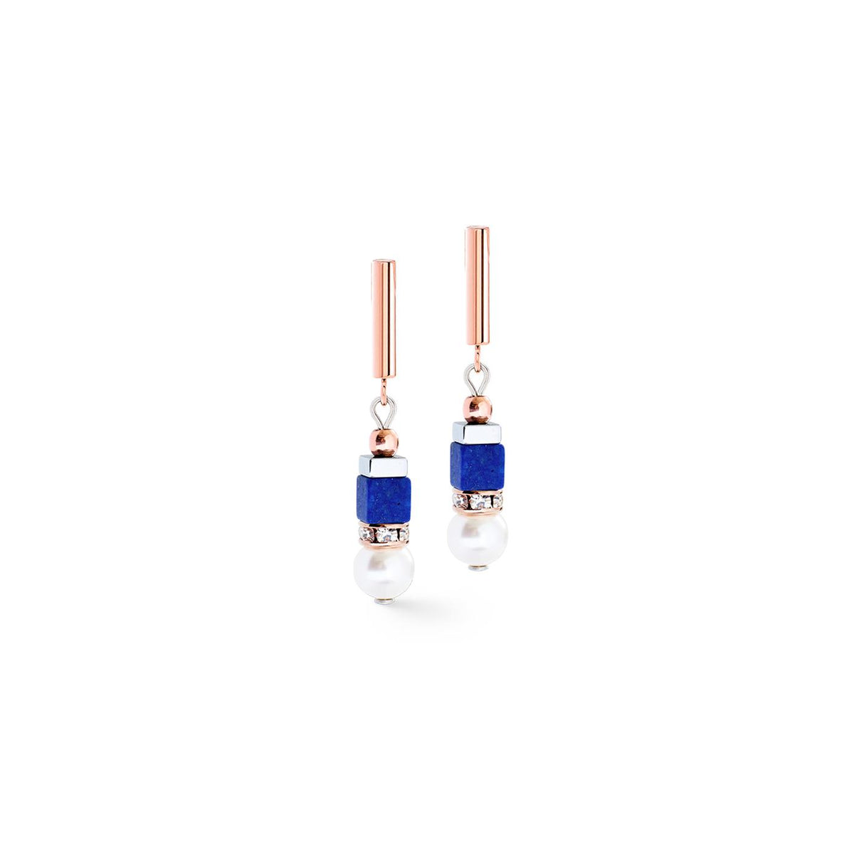 Coeur De Lion Precious Fusion Offset necklace rose gold-blue Earrings