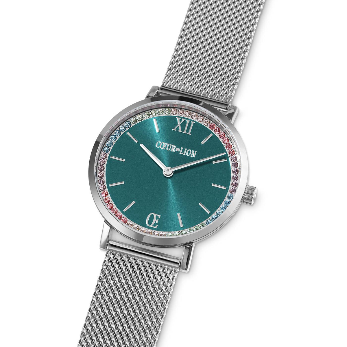 Coeur De Lion  Spark Sunray Transformative Teal Milanaise Silver Watch