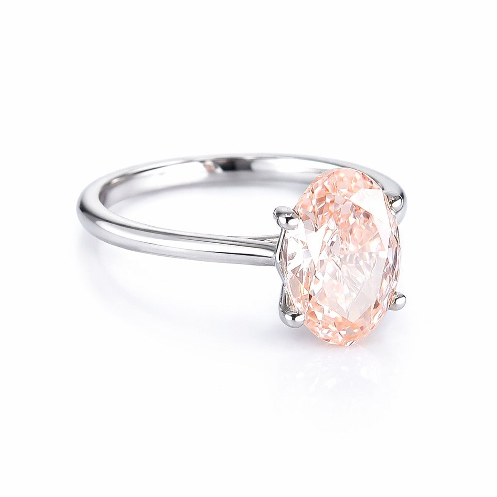 18ct White Gold 3.01ct Lab Grown Certificated Pink Diamond Solitaire Ring