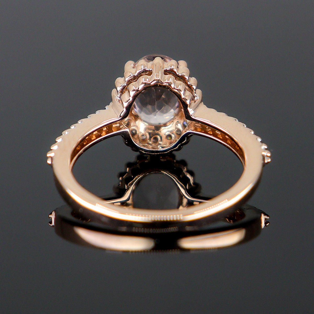 Pre-Owned 9ct Rose Gold Morganite & Diamond Halo Cluster Ring