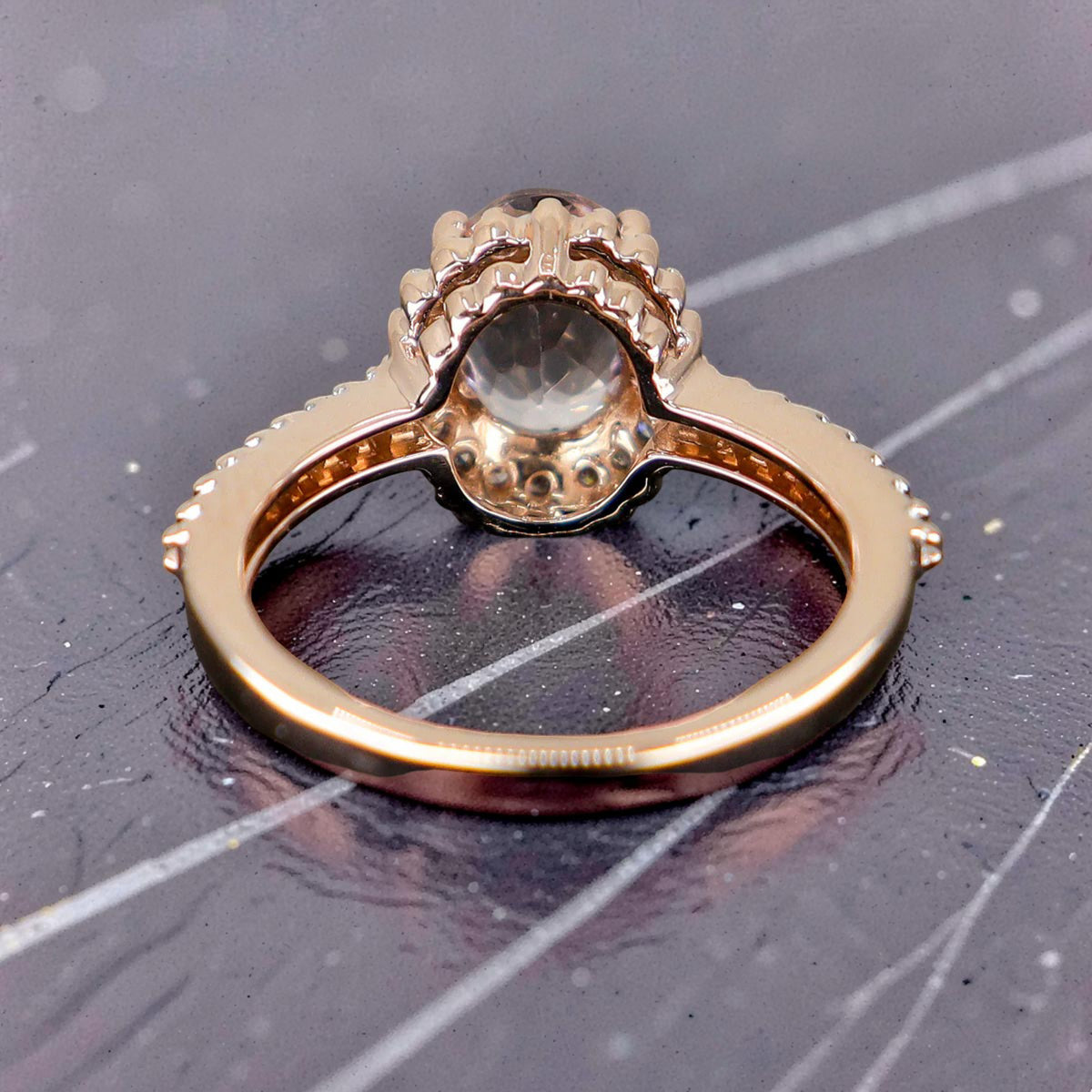 Pre-Owned 9ct Gold Morganite & Diamond Halo Cluster Ring