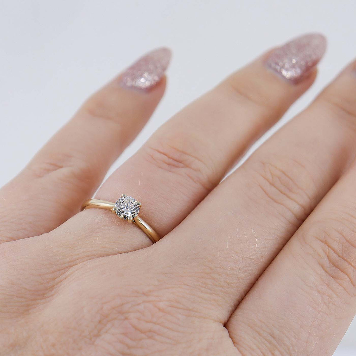 9ct Yellow Gold 0.50ct Lab Grown Diamond Certificated Round Brilliant Cut Solitaire Ring