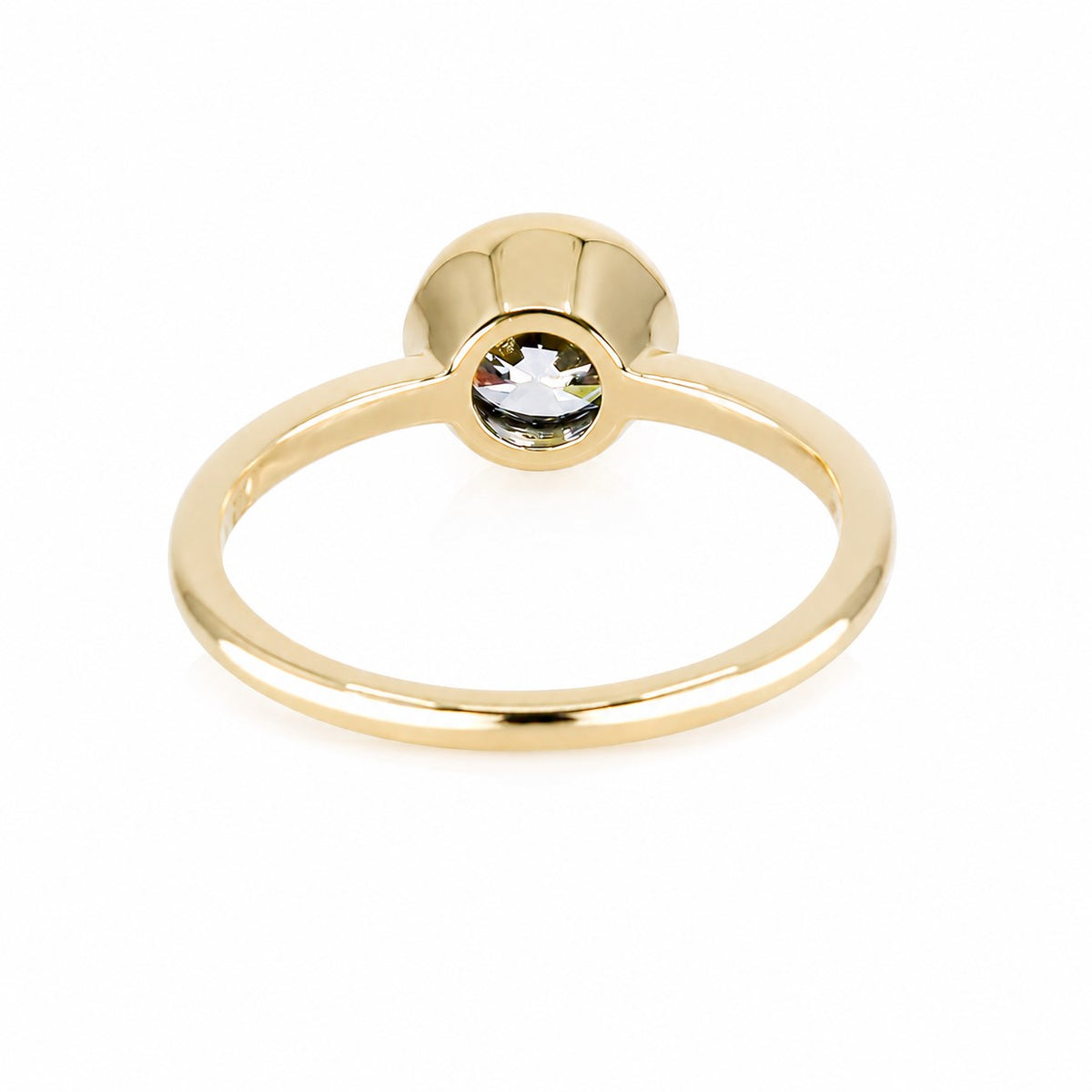 9ct Yellow Gold 1.00ct Lab Grown Diamond Certificated Round Brilliant Cut Rub Set Solitaire Ring