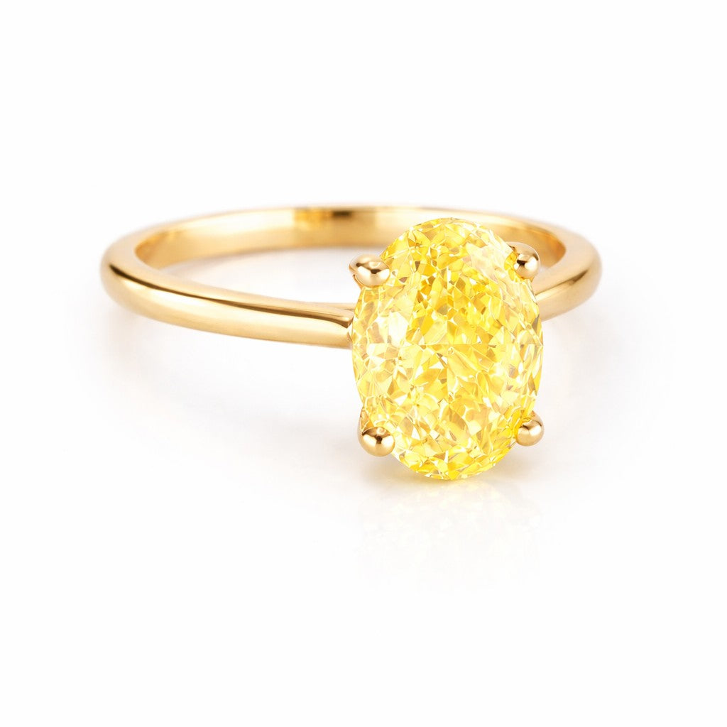 18ct Yellow Gold 2.01ct Lab Grown Oval Certificated Yellow Diamond Ring