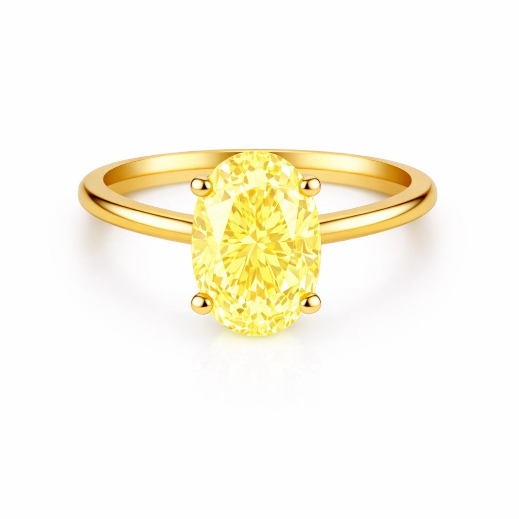 18ct Yellow Gold 2.01ct Lab Grown Oval Certificated Yellow Diamond Ring