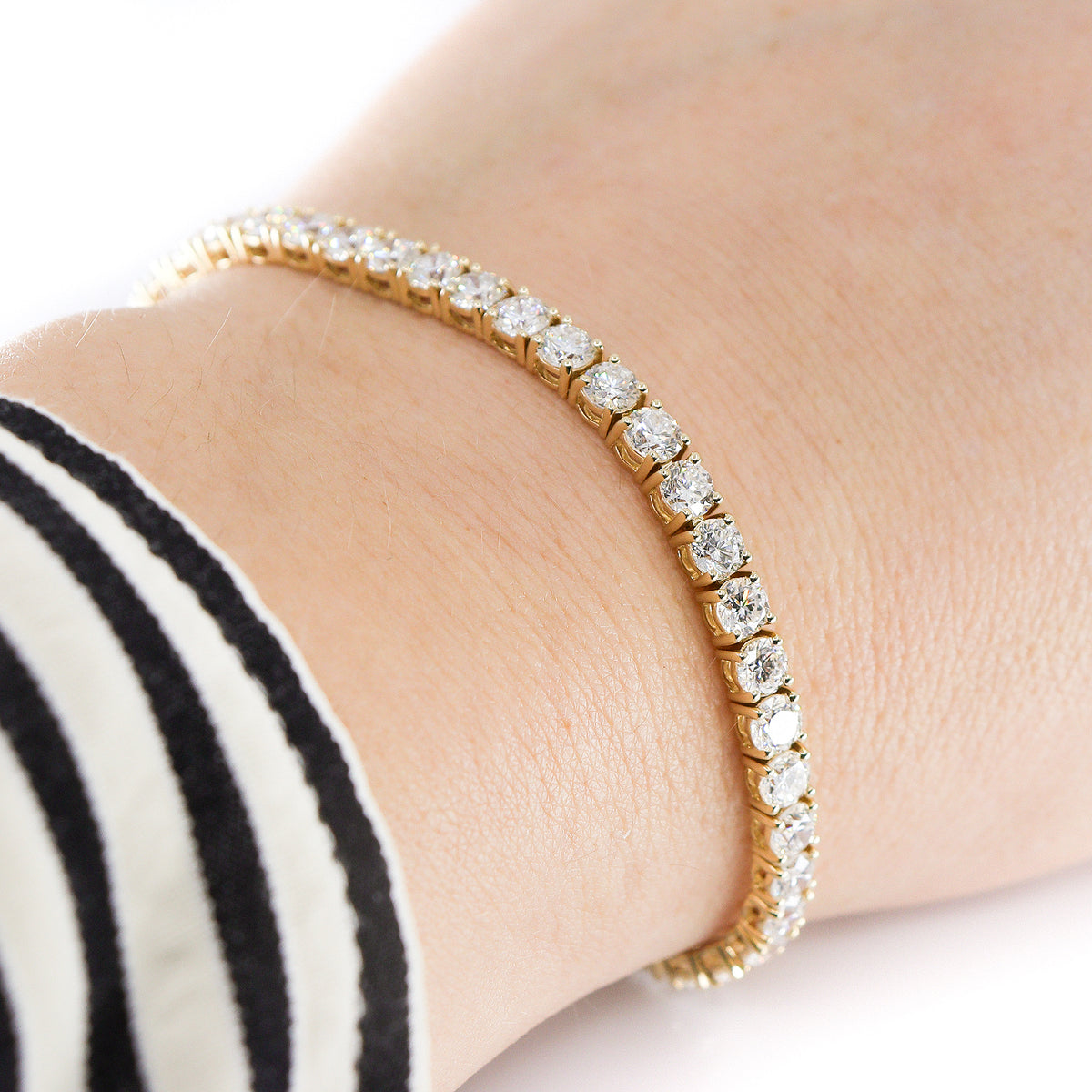 9ct Yellow Gold Lab Grown Diamond 10.00ct TDW Claw Set Line Bracelet
