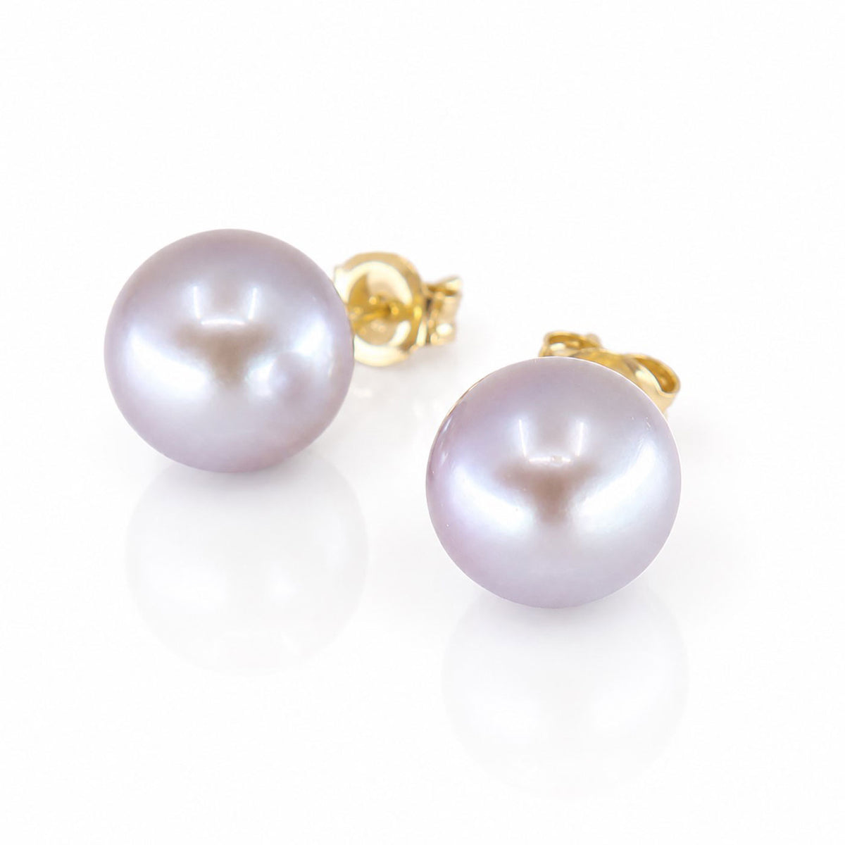 9ct Yellow Gold Grey Freshwater Pearl Stud Earrings