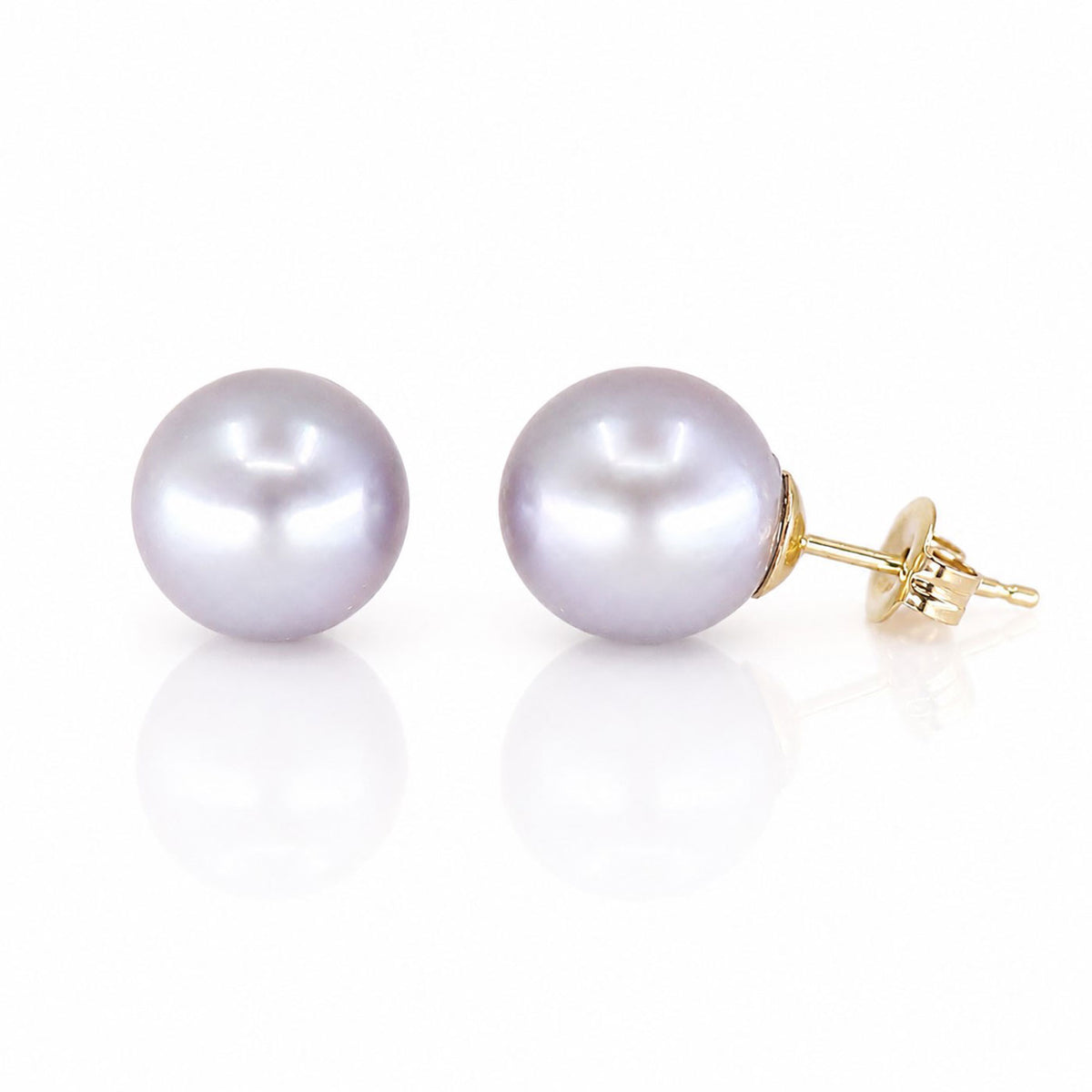 9ct Yellow Gold Grey Freshwater Pearl Stud Earrings