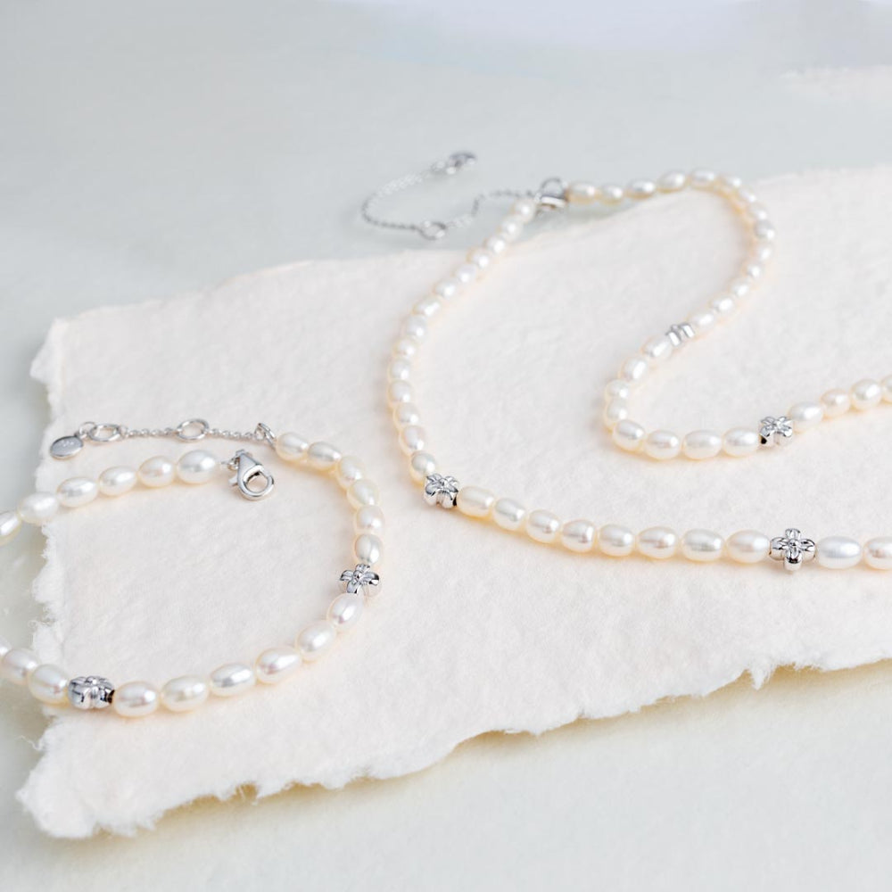 Kit Heath Blossom Flyte Honey Flower Rice Pearl Station Necklace