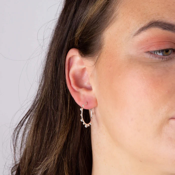 Flat Profile Huggie Hoop Earrings - Silver