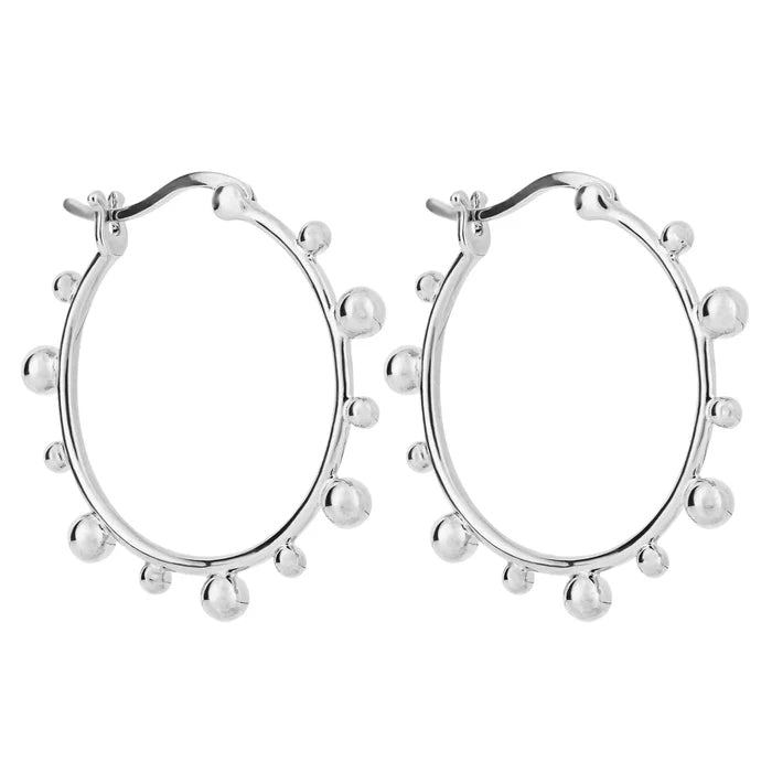 Flat Profile Huggie Hoop Earrings - Silver