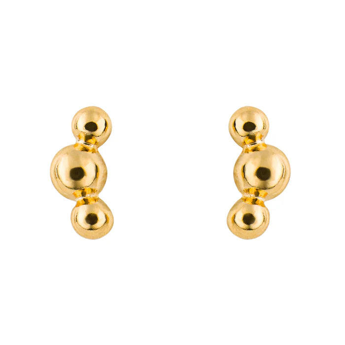 Triple Ball Stud Earrings - Gold Plated