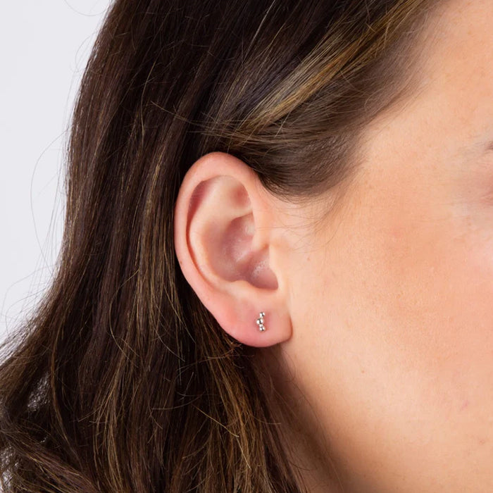 Triple Ball Stud Earrings - Silver
