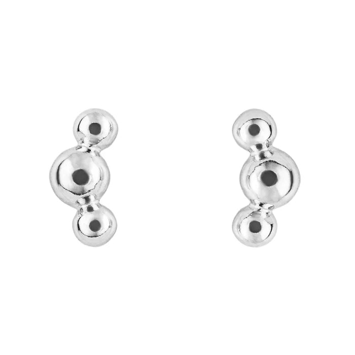 Triple Ball Stud Earrings - Silver