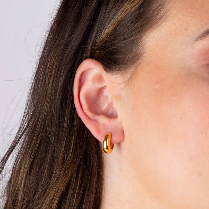 Organic Huggie Hoop Earrings - Gold Plated