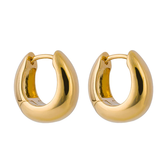 Organic Huggie Hoop Earrings - Gold Plated