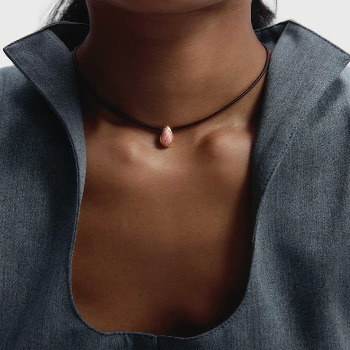 PDPAOLA Rhodochrosite Luna Cord Necklace