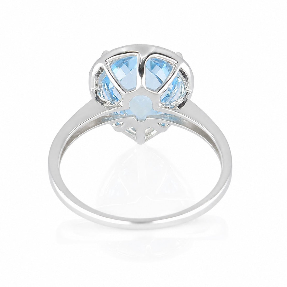 9ct White Gold Checkerboard Pear Cut Blue Topaz & Diamond Claw Set Cluster Ring