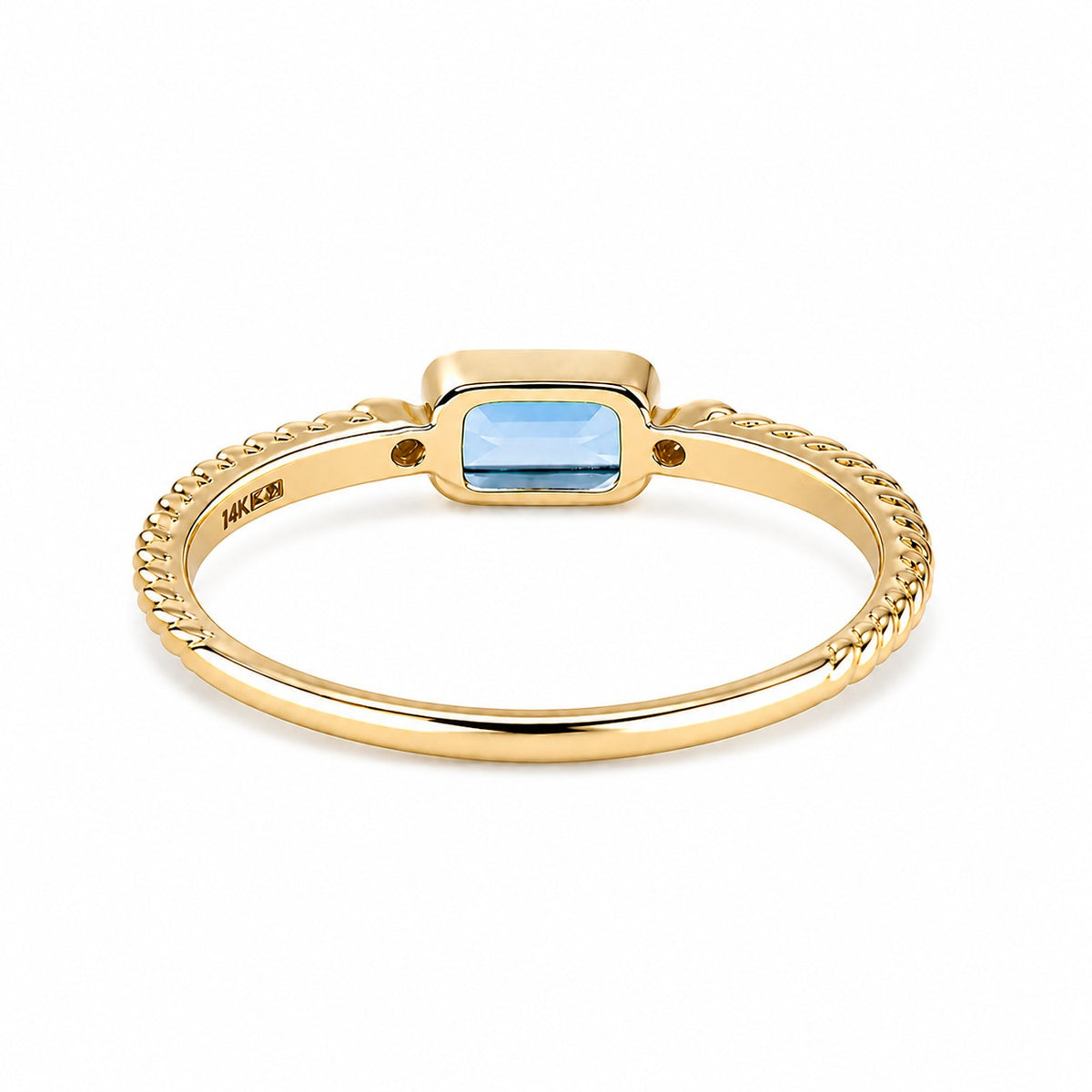 9ct Yellow Gold Blue Topaz & Diamond  Ring