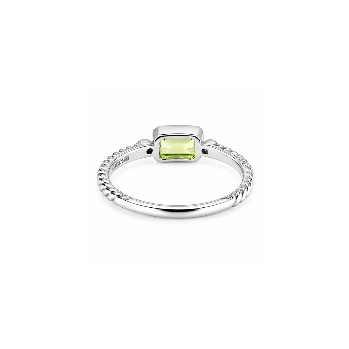 9ct White Gold Peridot & Diamond Ring