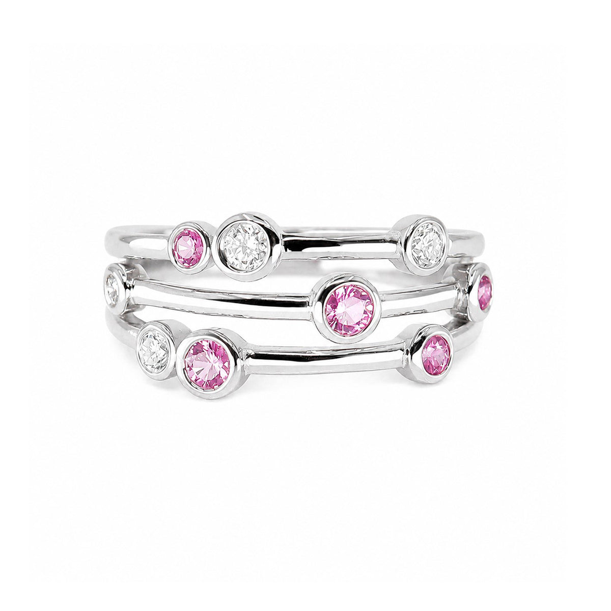 9ct White Gold Pink Sapphire & Diamond Ring
