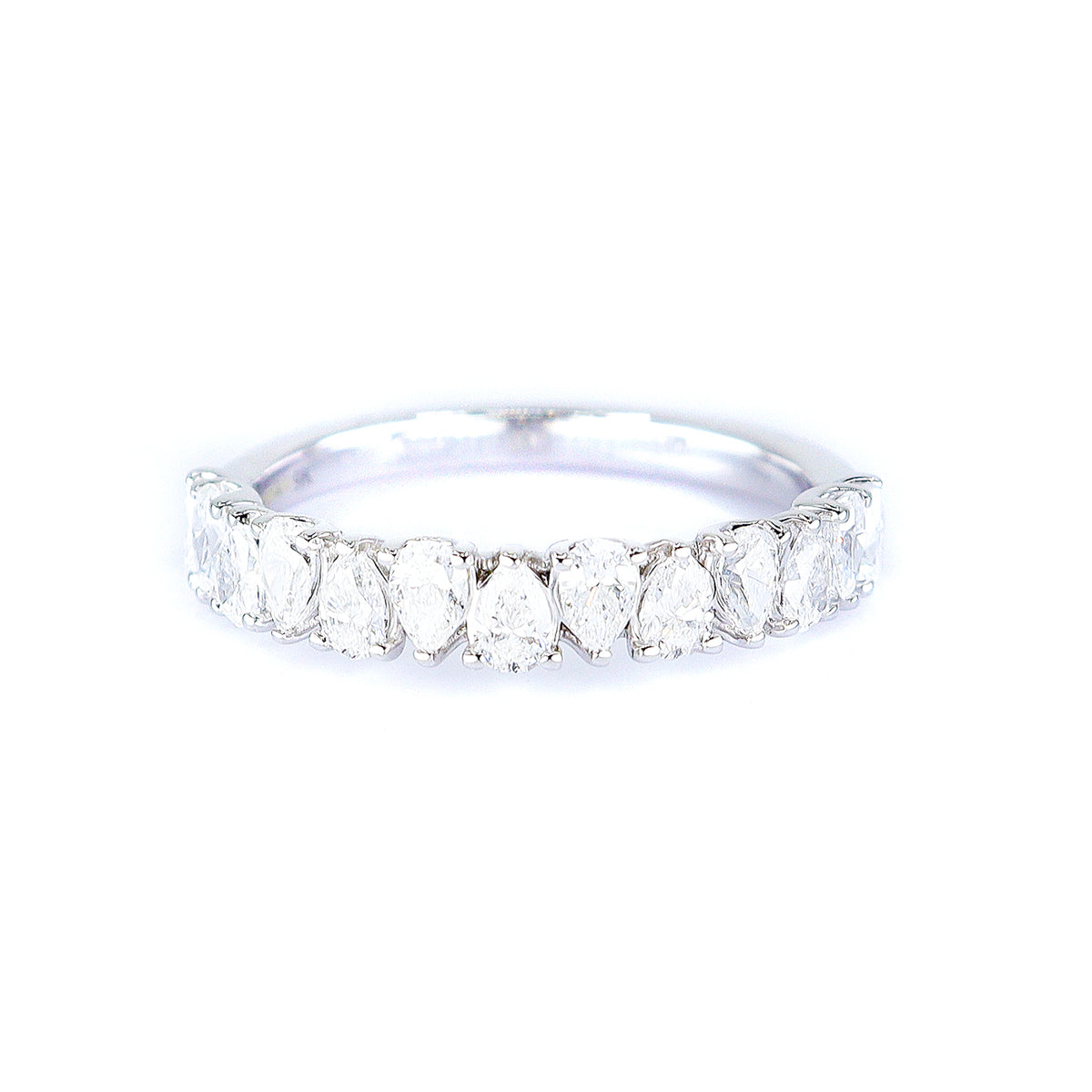 9ct White Gold 1.10ct Pear Cut Lab Grown Diamond Half Eternity Ring