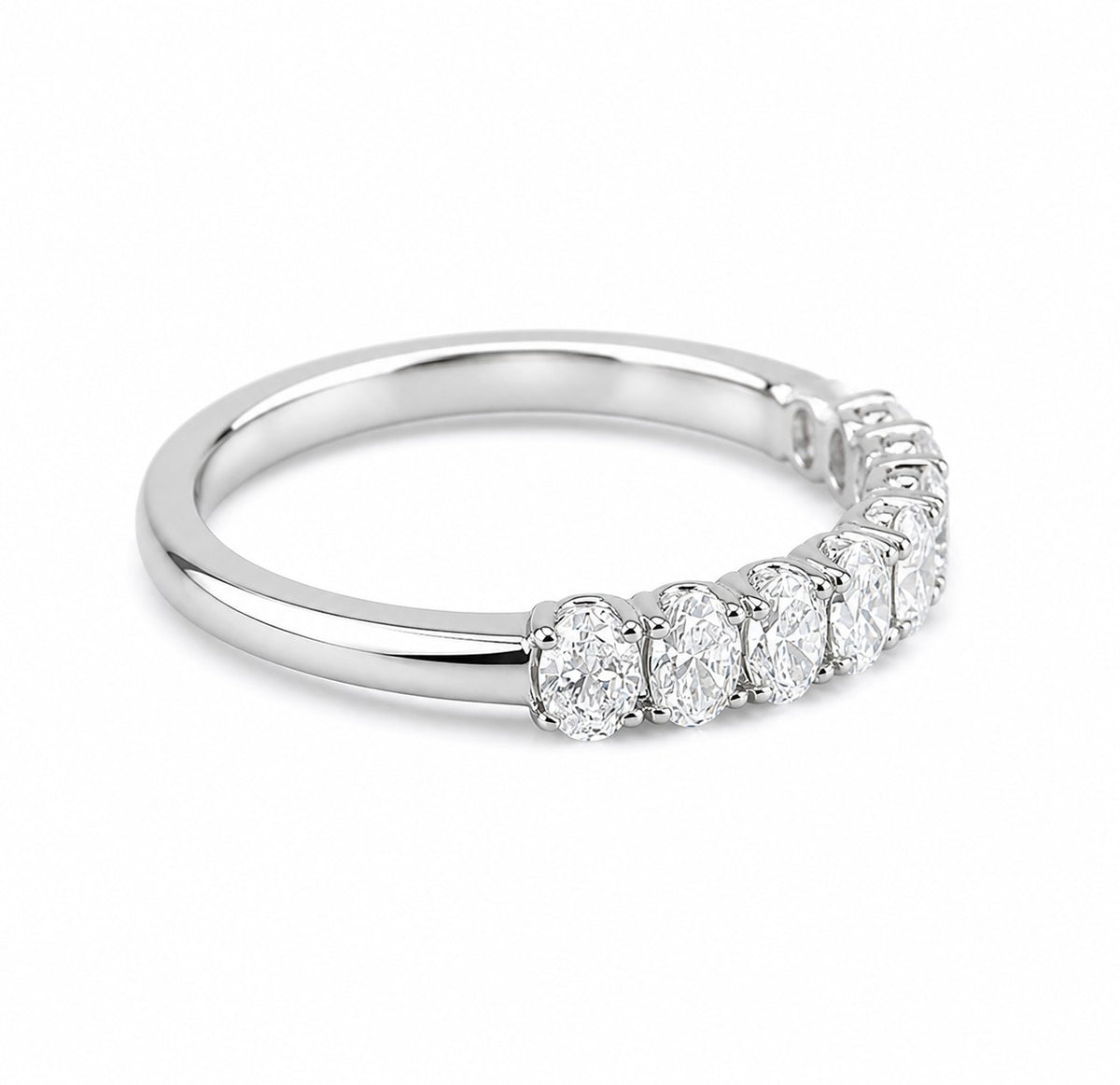 9ct White Gold 1.10ct Oval Cut Lab Grown Diamond Half Eternity Ring