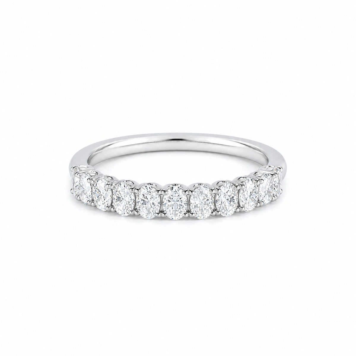 9ct White Gold 1.10ct Oval Cut Lab Grown Diamond Half Eternity Ring