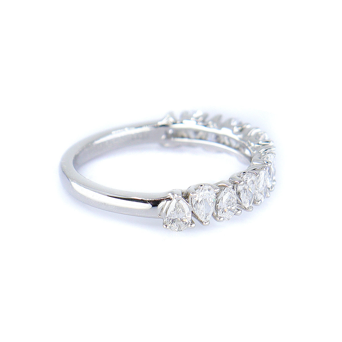Platinum 1.10ct Pear Cut Lab Grown Diamond Half Eternity Ring
