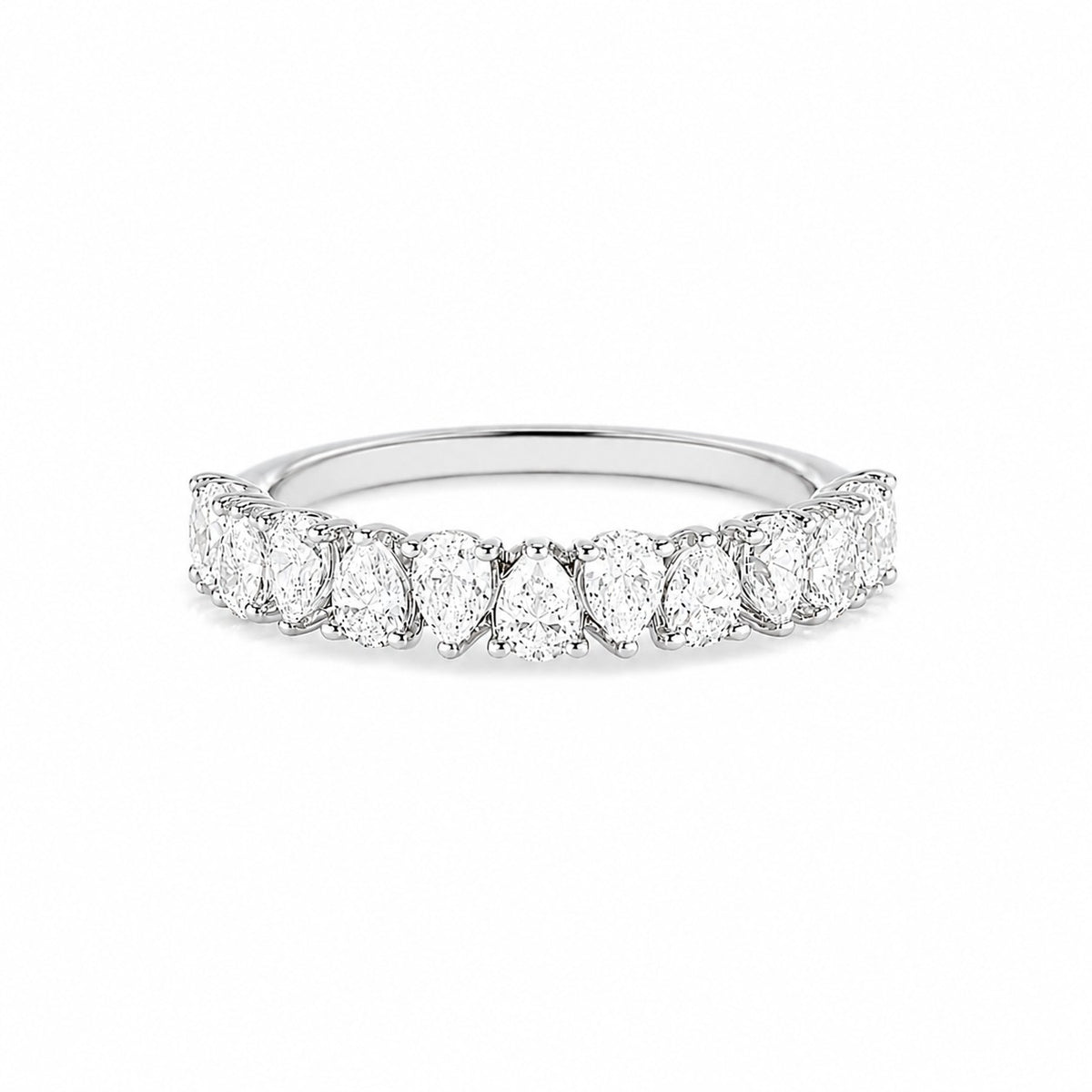 Platinum 1.10ct Pear Cut Lab Grown Diamond Half Eternity Ring