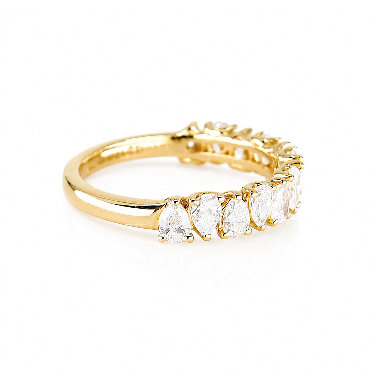 9ct Yellow Gold 1.10ct Lab Grown Pear Cut Half  Eternity Ring
