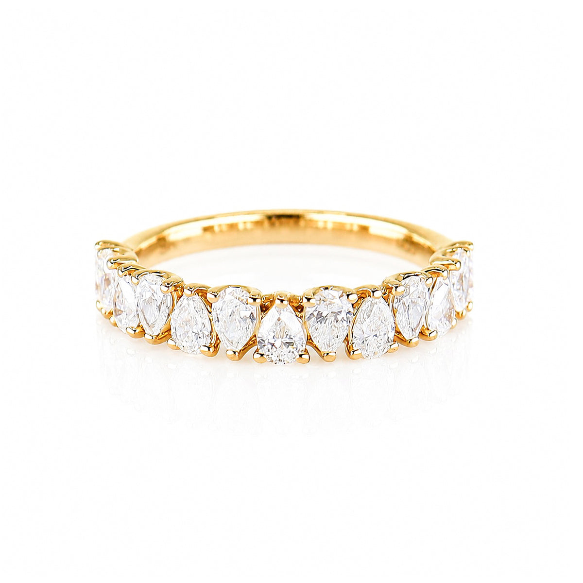 9ct Yellow Gold 1.10ct Lab Grown Pear Cut Half  Eternity Ring