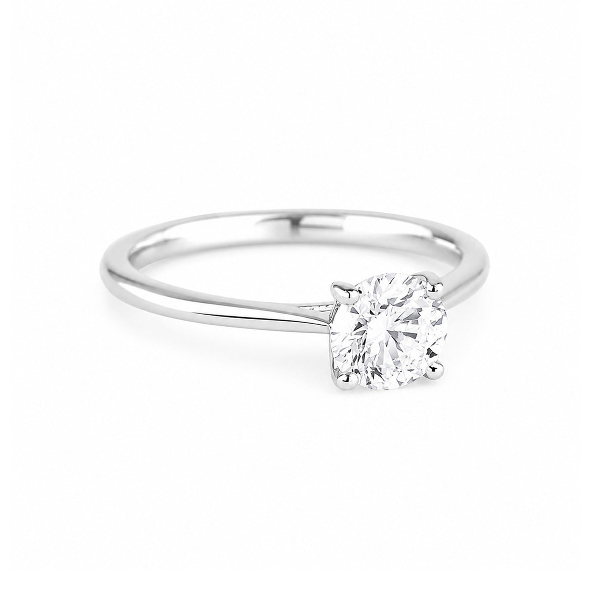 9ct White Gold 1.00ct Lab Grown Diamond Certificated Round Brilliant Cut Solitaire Ring