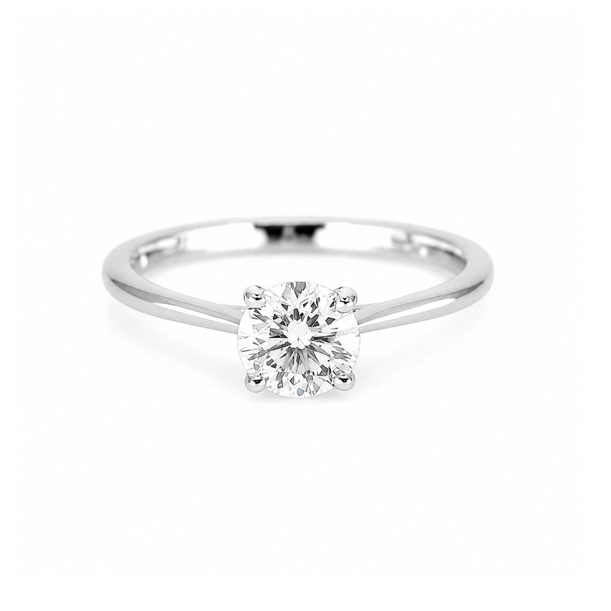 9ct White Gold 1.00ct Lab Grown Diamond Certificated Round Brilliant Cut Solitaire Ring