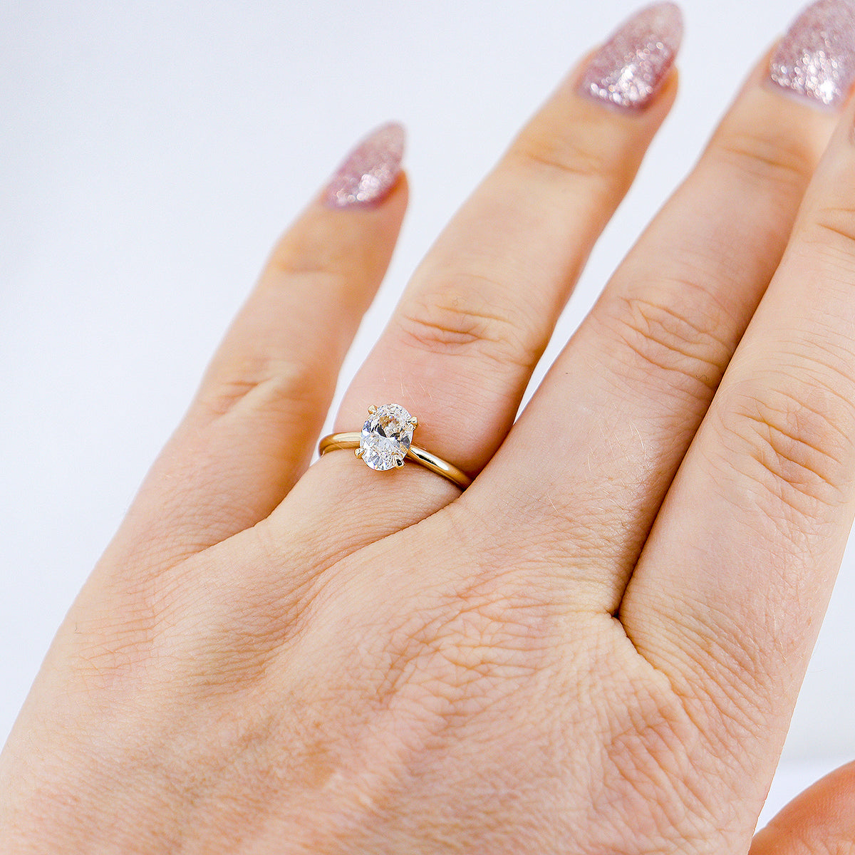9ct Yellow Gold 1.00ct Lab Grown Diamond Certificated Oval Cut Solitaire Ring