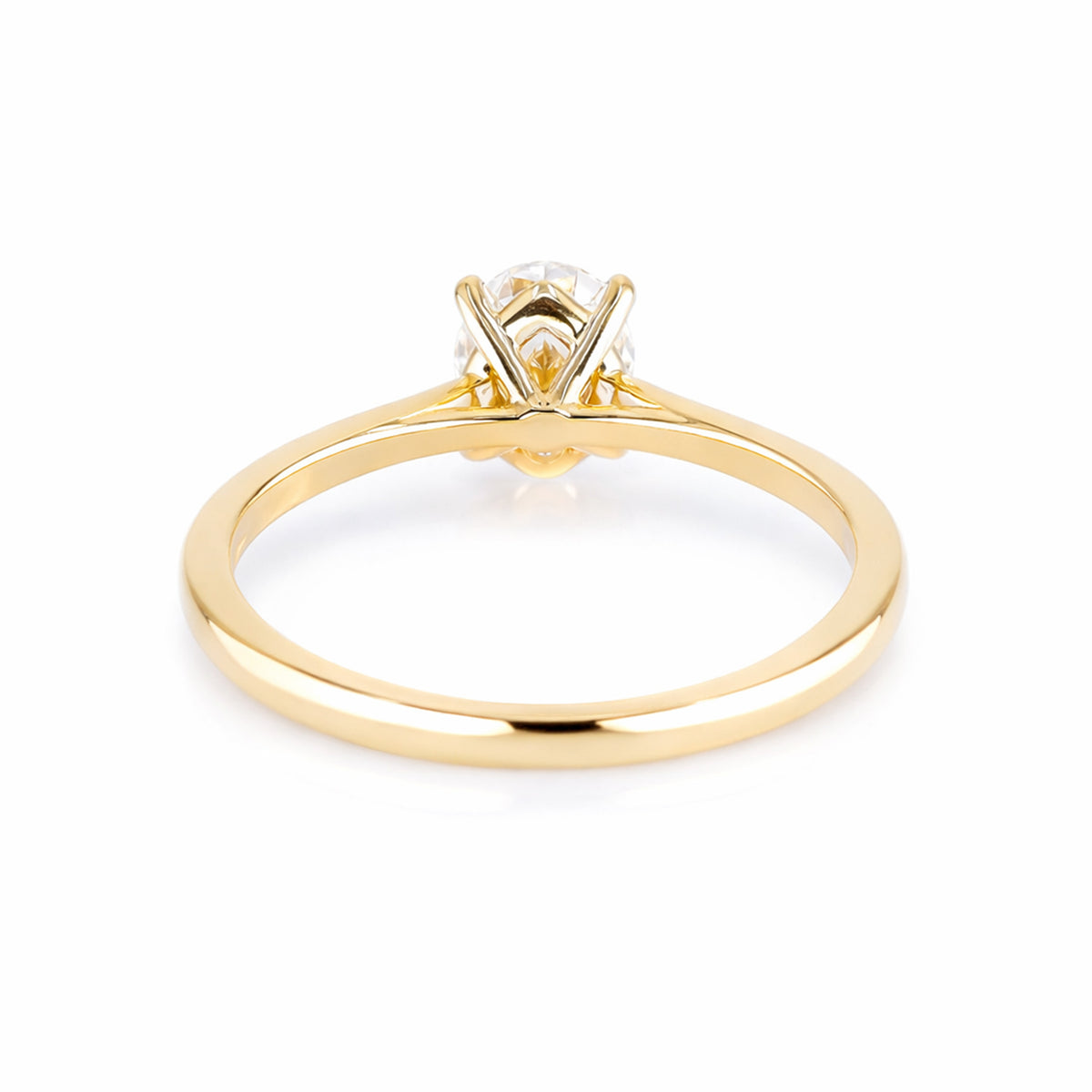 9ct Yellow Gold 1.00ct Lab Grown Certificated Oval Diamond 4 Claw Solitaire Ring