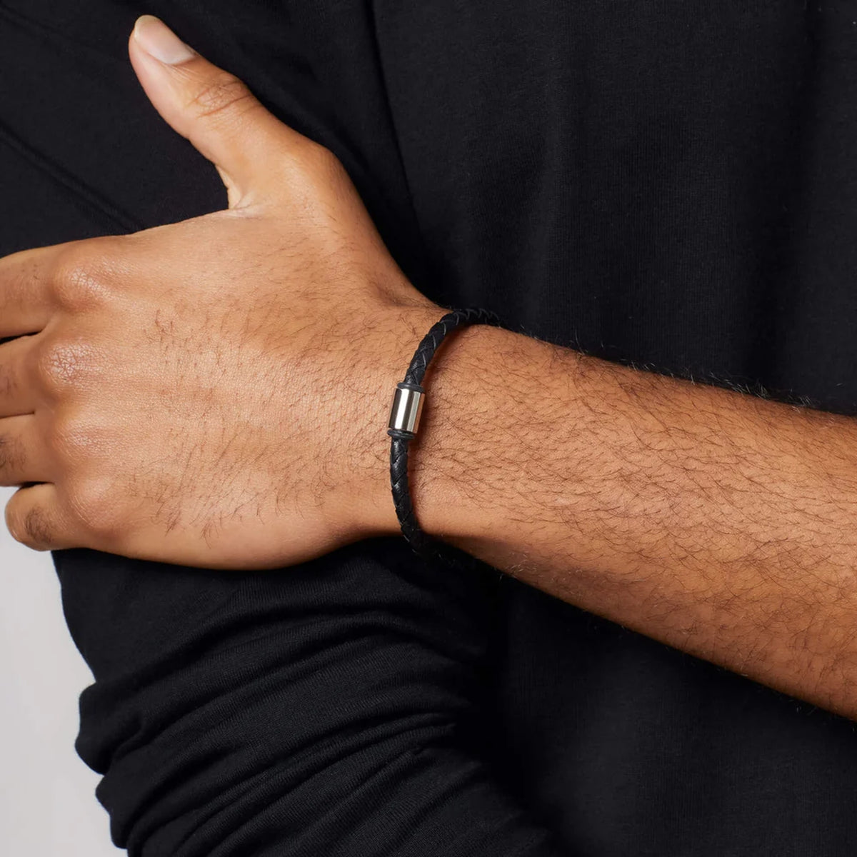 Fred Bennett Braided Leather Bracelet With Single Bead Detail