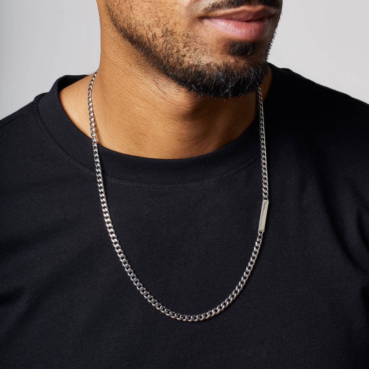 Fred Bennett Stainless Steel Chain Necklace with Engravable Bar