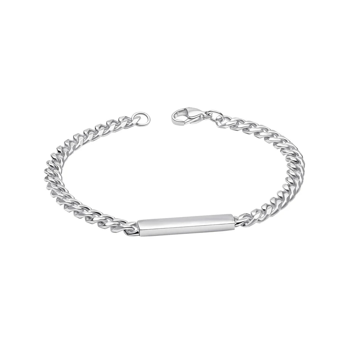 Fred Bennett Stainless Steel Curb Bracelet with Engravable Bar