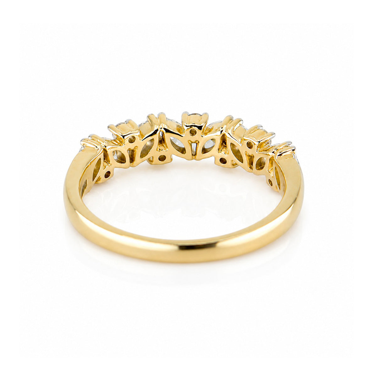 Pre-Owned 9ct Gold 0.90ct TDW Marquise & Round Brilliant Cut Diamond Claw Set Half Eternity Ring