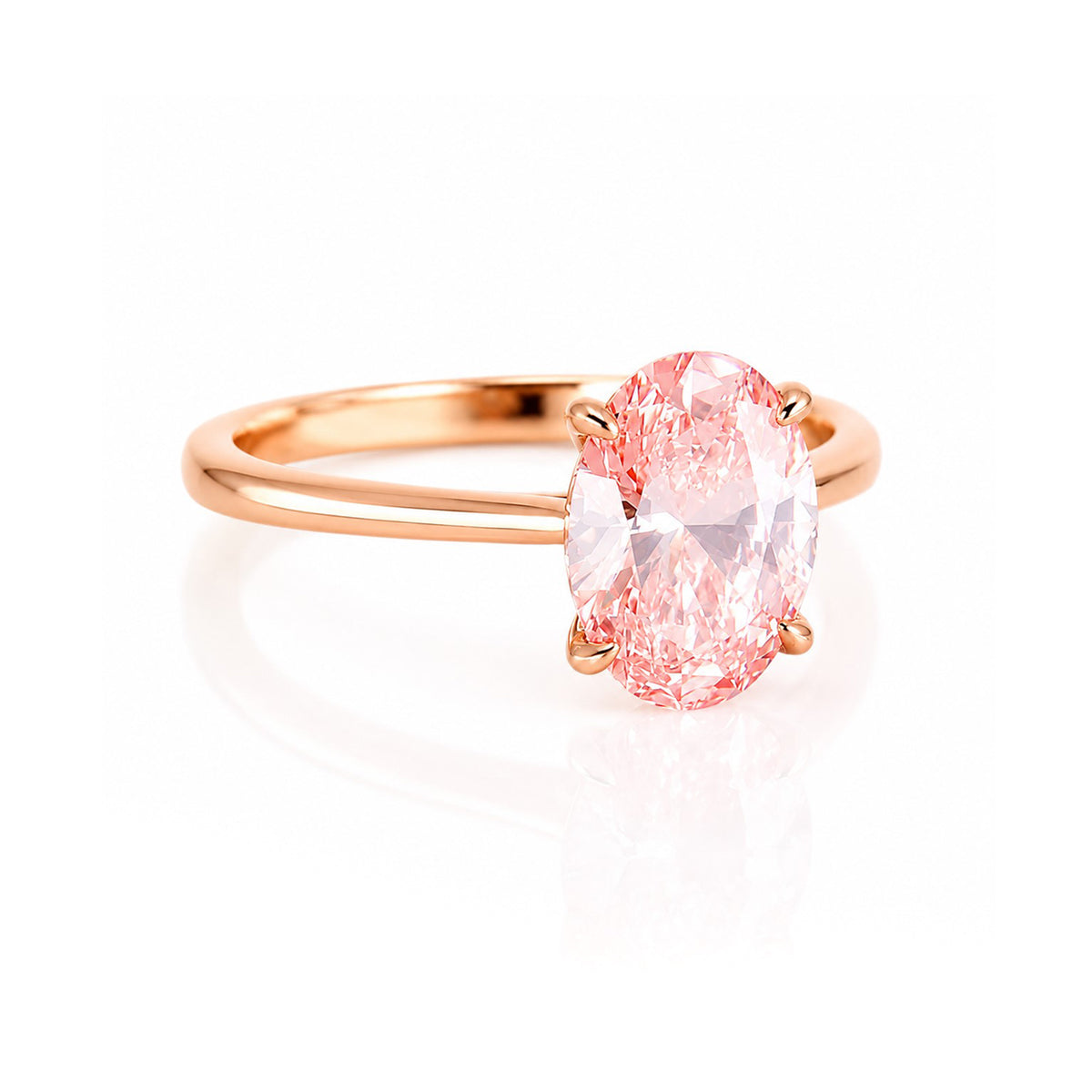 18ct Rose Gold 2.01ct Lab Grown Diamond Certificated Vivid Pink Oval Cut Solitaire Ring