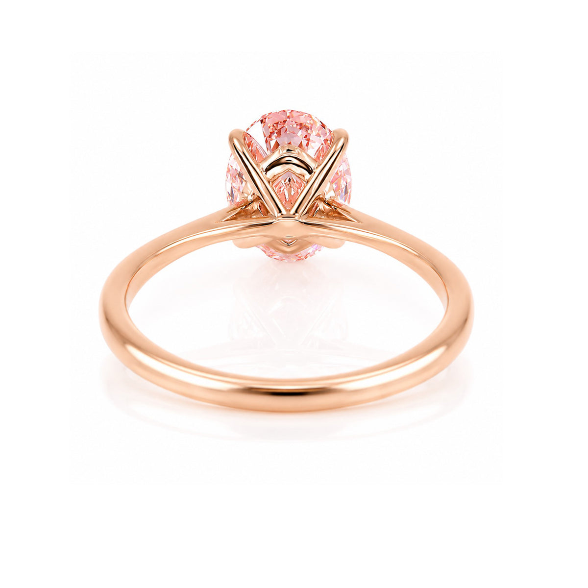 18ct Rose Gold 2.01ct Lab Grown Diamond Certificated Vivid Pink Oval Cut Solitaire Ring