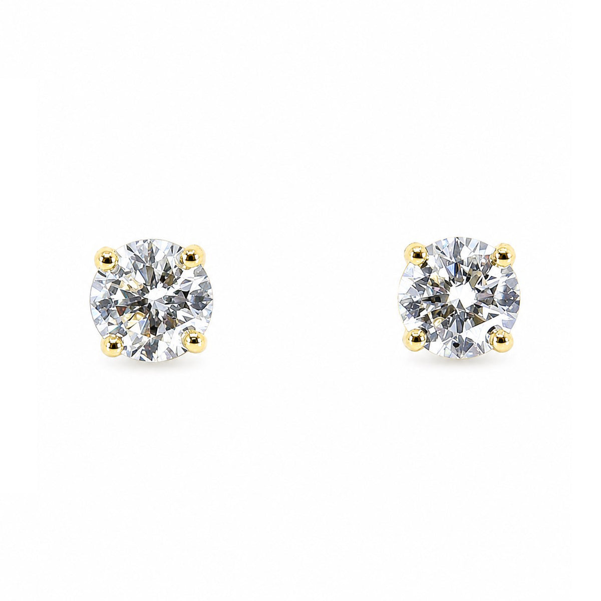 9ct Yellow Gold 1.50ct TDW Lab Grown Diamond IGI Certificated Four Claw Stud Earrings