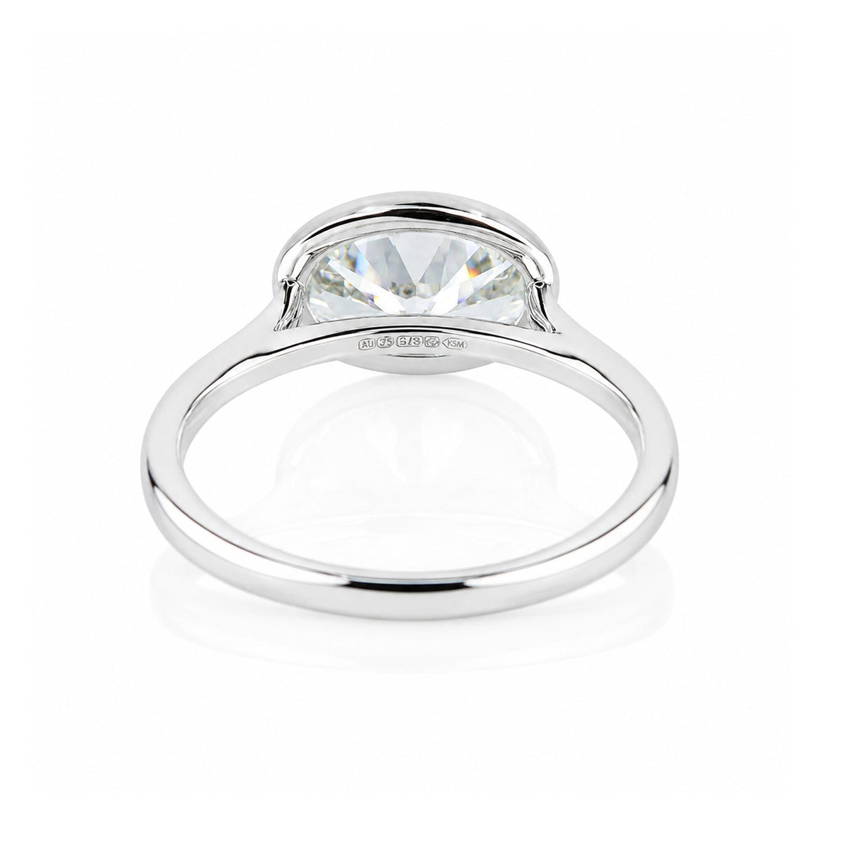 9ct White Gold 2.03ct Lab Grown Diamond Certificated Oval Cut Rub Set Solitaire Ring