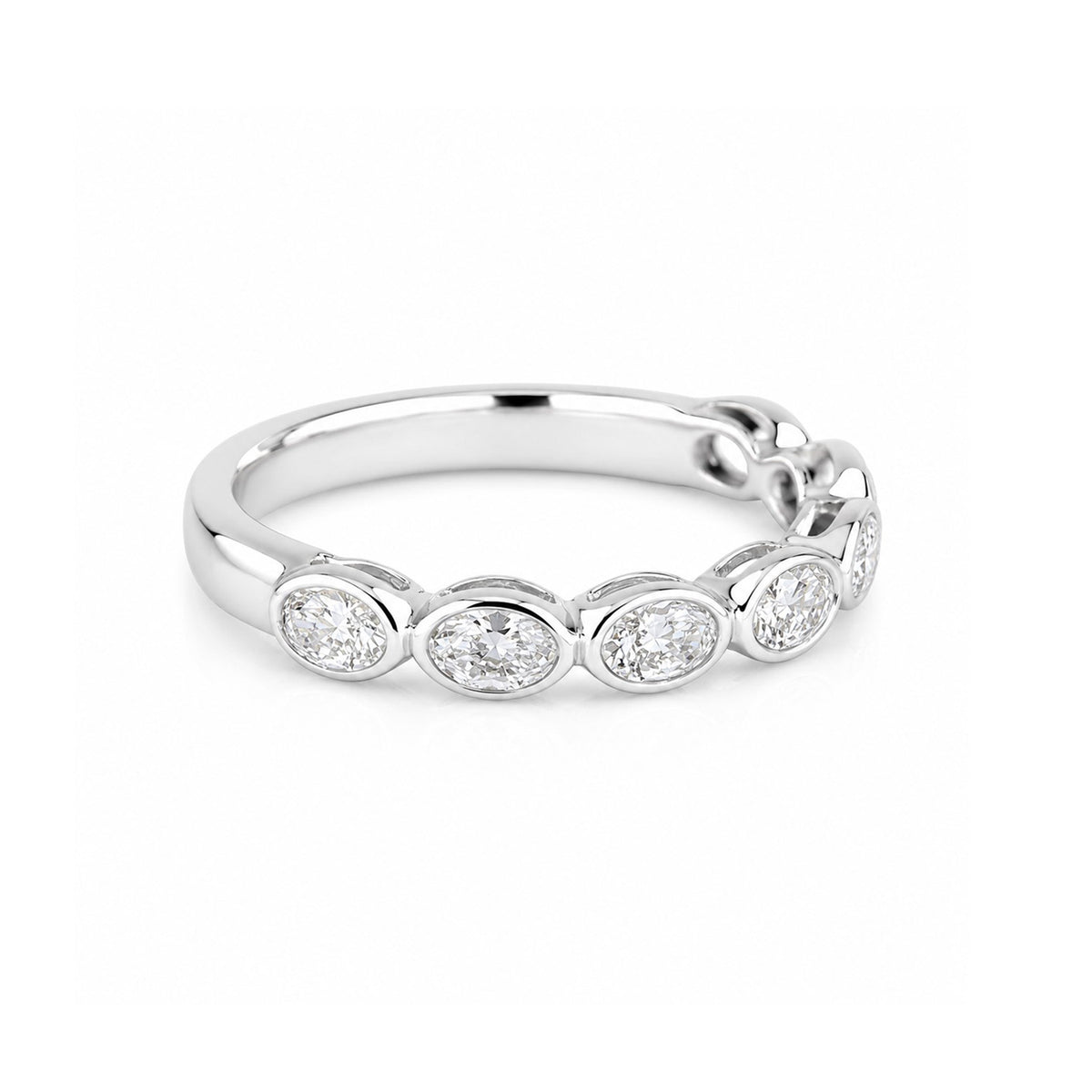 9ct White Gold 1.09ct Lab Grown Diamond Oval Cut Rub Set Seven Stone Half Eternity Ring