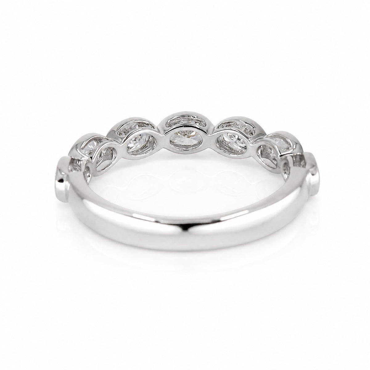 9ct White Gold 1.09ct Lab Grown Diamond Oval Cut Rub Set Seven Stone Half Eternity Ring