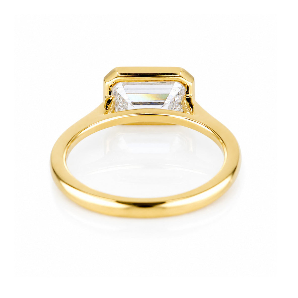 9ct Gold 2.02ct Lab Grown Certificated Emerald Cut Diamond Rub Set Solitaire Ring