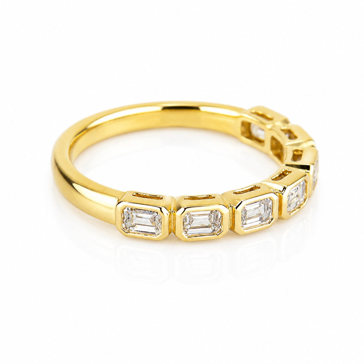 9ct Gold 1.01ct Lab Grown TDW Emerald Cut Diamond Rub Set Seven Stone Half Eternity Ring