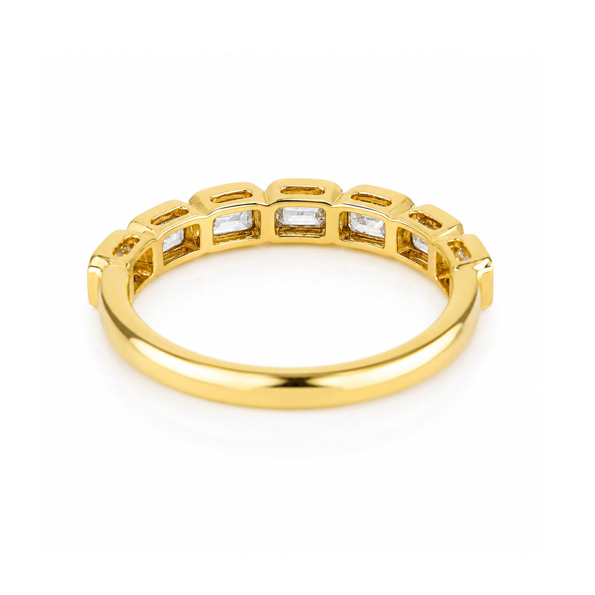 9ct Gold 1.01ct Lab Grown TDW Emerald Cut Diamond Rub Set Seven Stone Half Eternity Ring